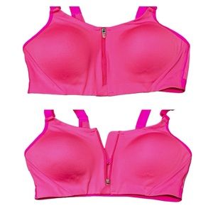 Front zip pink athletic top with secret hook option